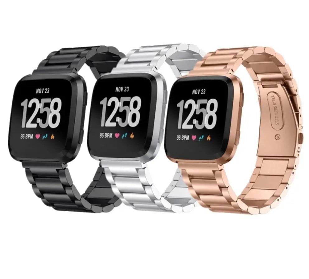 stainless steel fitbit versa band