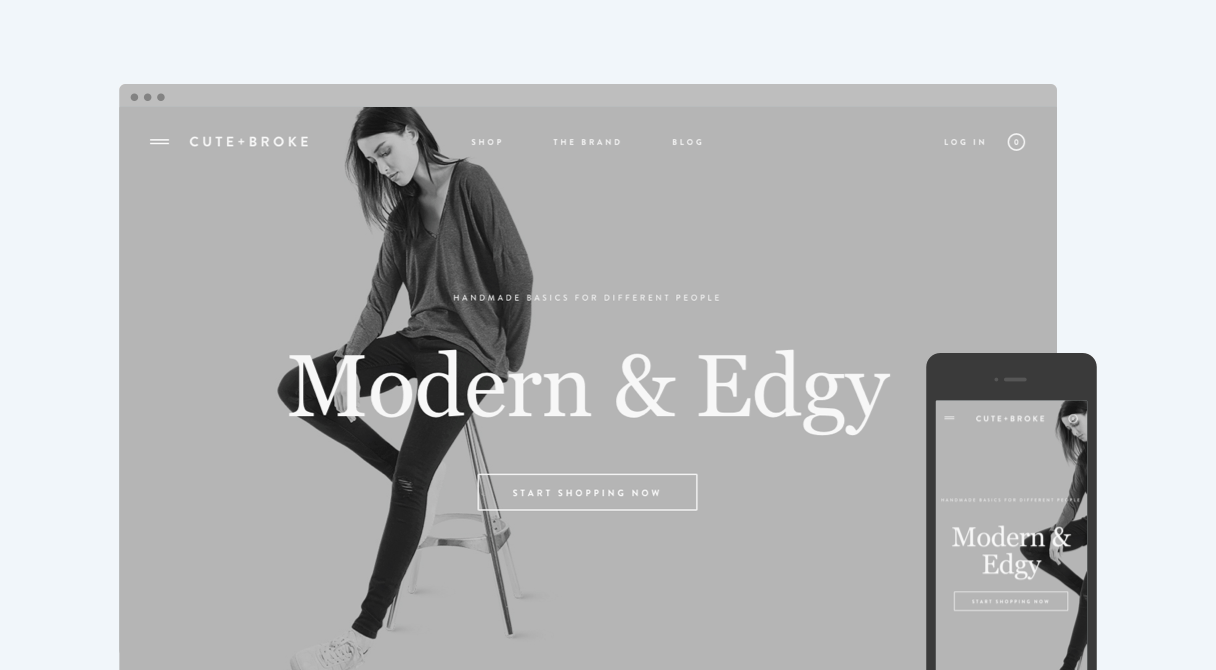 Cute and Broke homepage on desktop and mobile