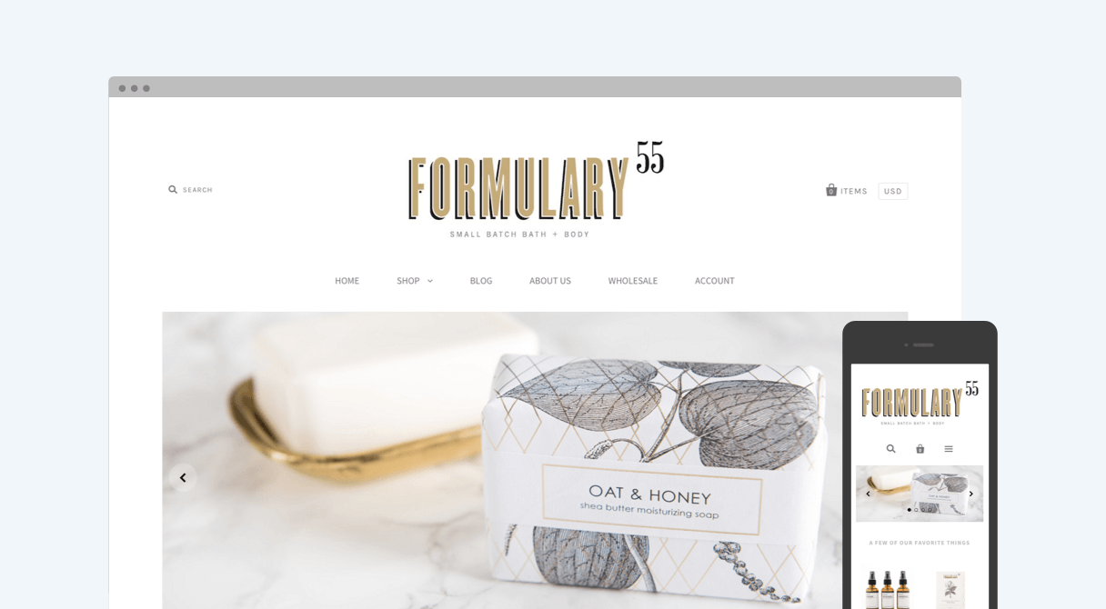 Formulary55 homepage on desktop and mobile