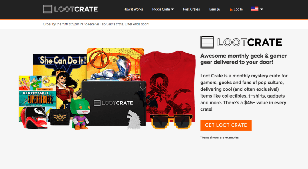 Lootcrate homepage