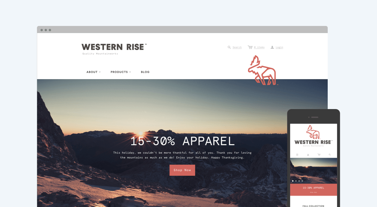 Western Rise homepage on desktop and mobile