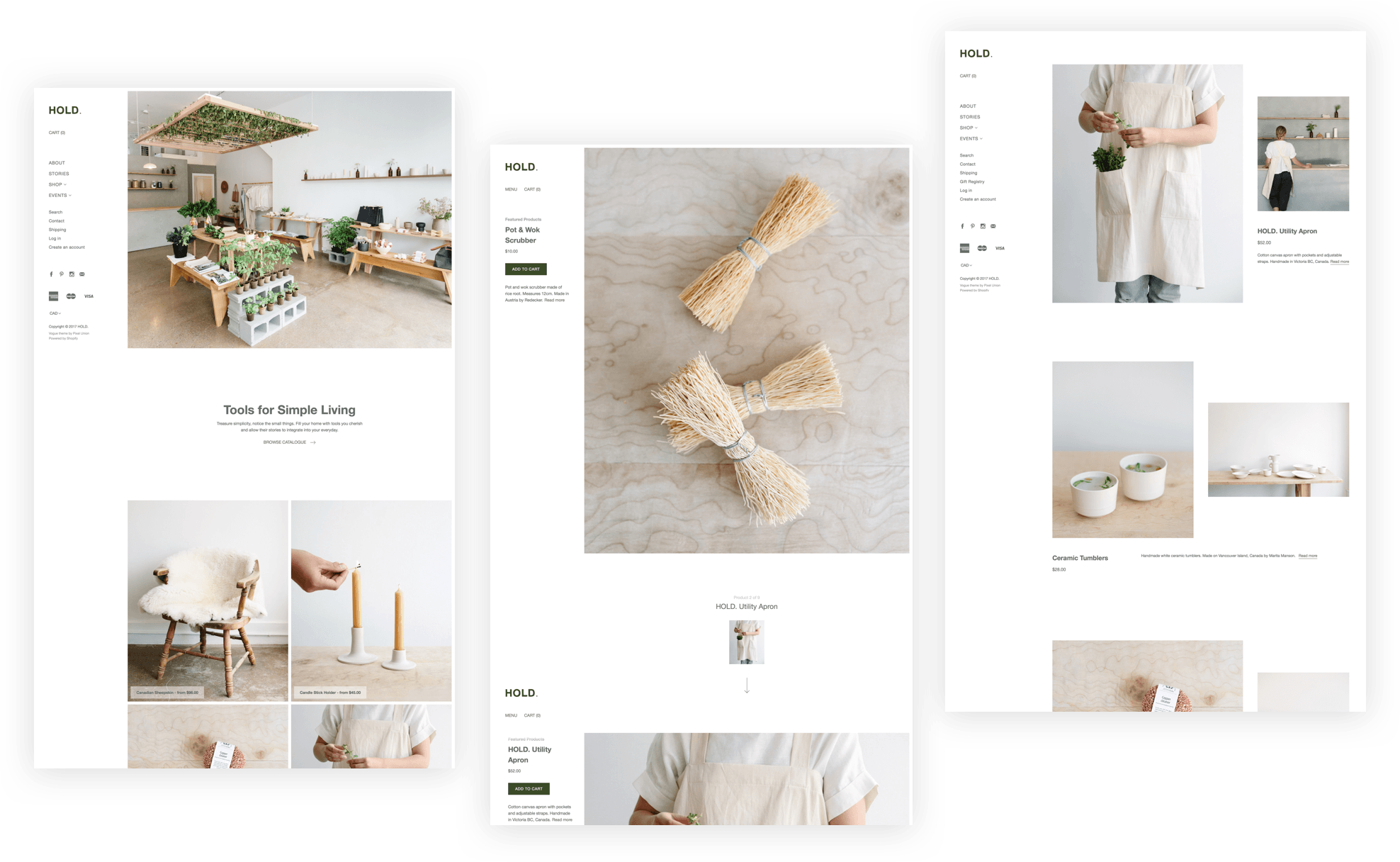Hold webpages using Vogue Shopify theme