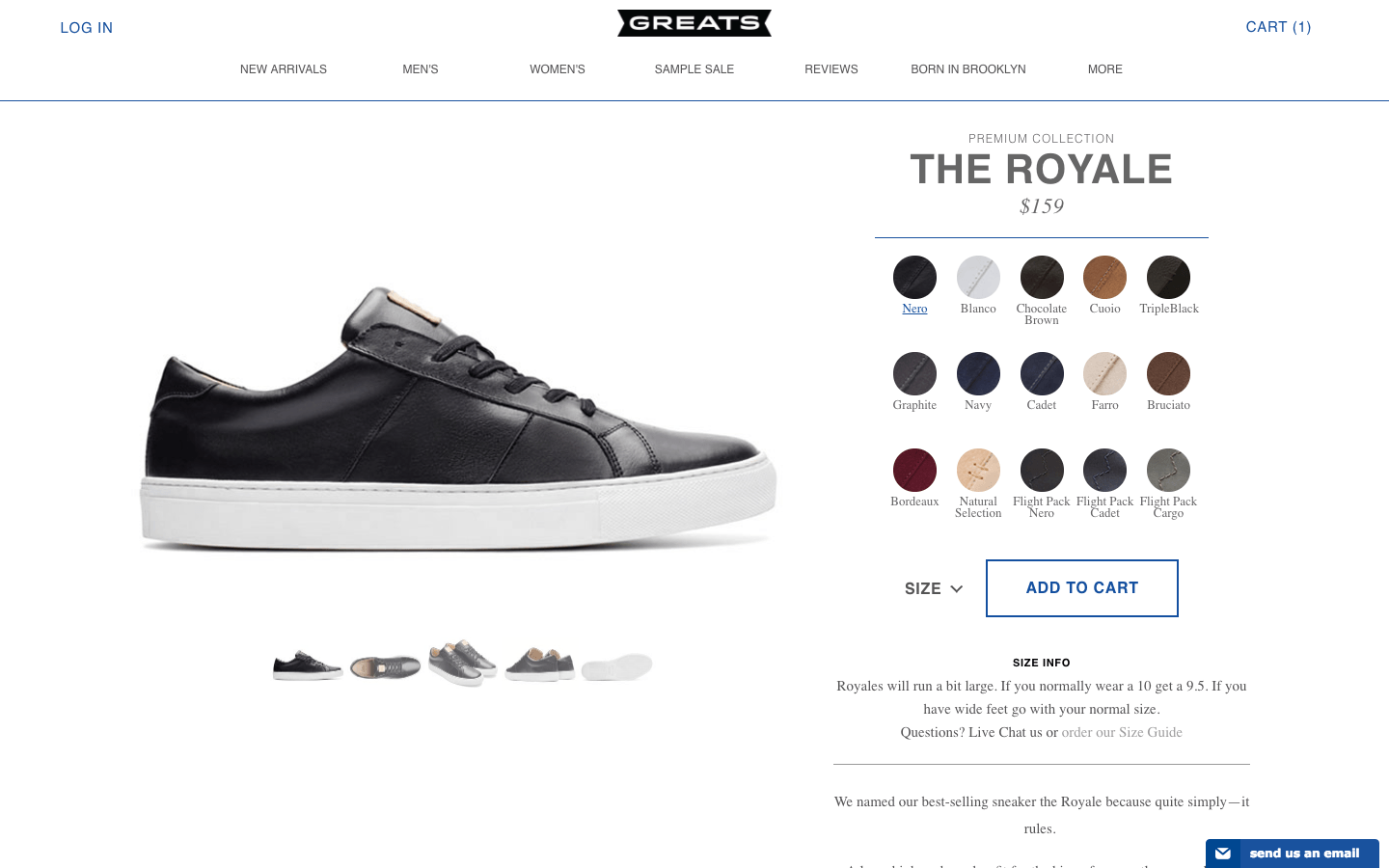 GREATS shoe product page