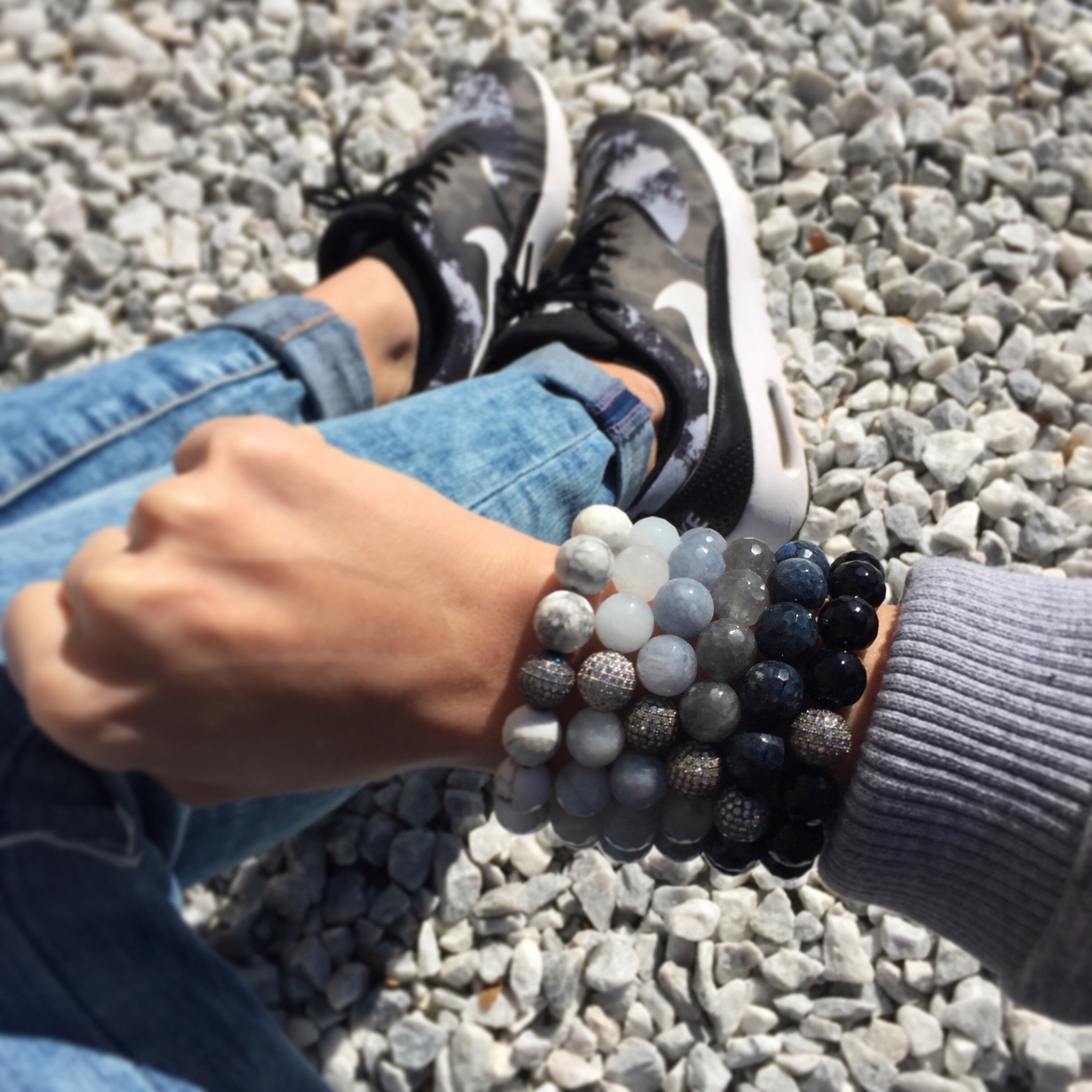 Neptune Jasper with Pavé Grey Glass Pendant - Oriana Lamarca LLC