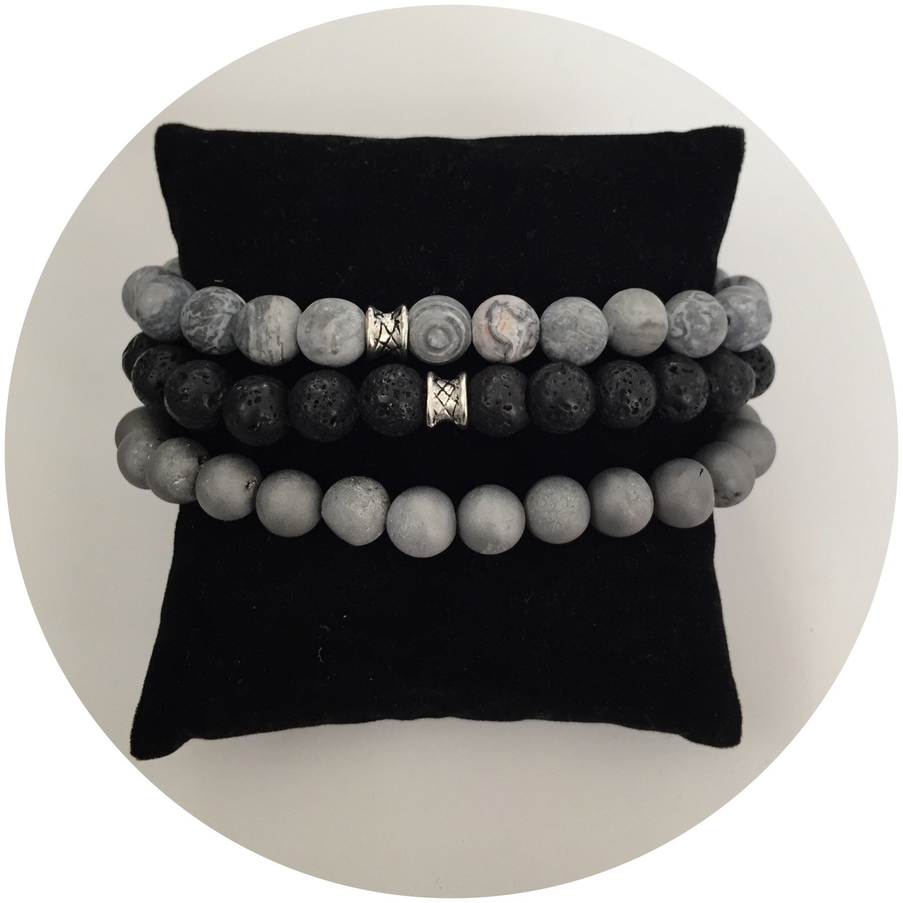 Mens Silver Druzy with Silver Accent - Oriana Lamarca LLC