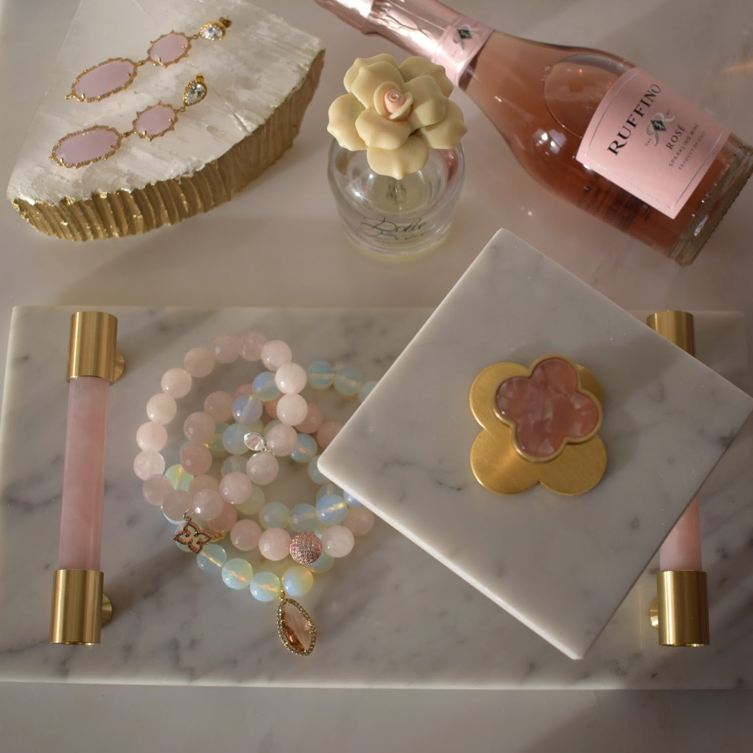 Le Gemme Rose Quartz Marble Tray