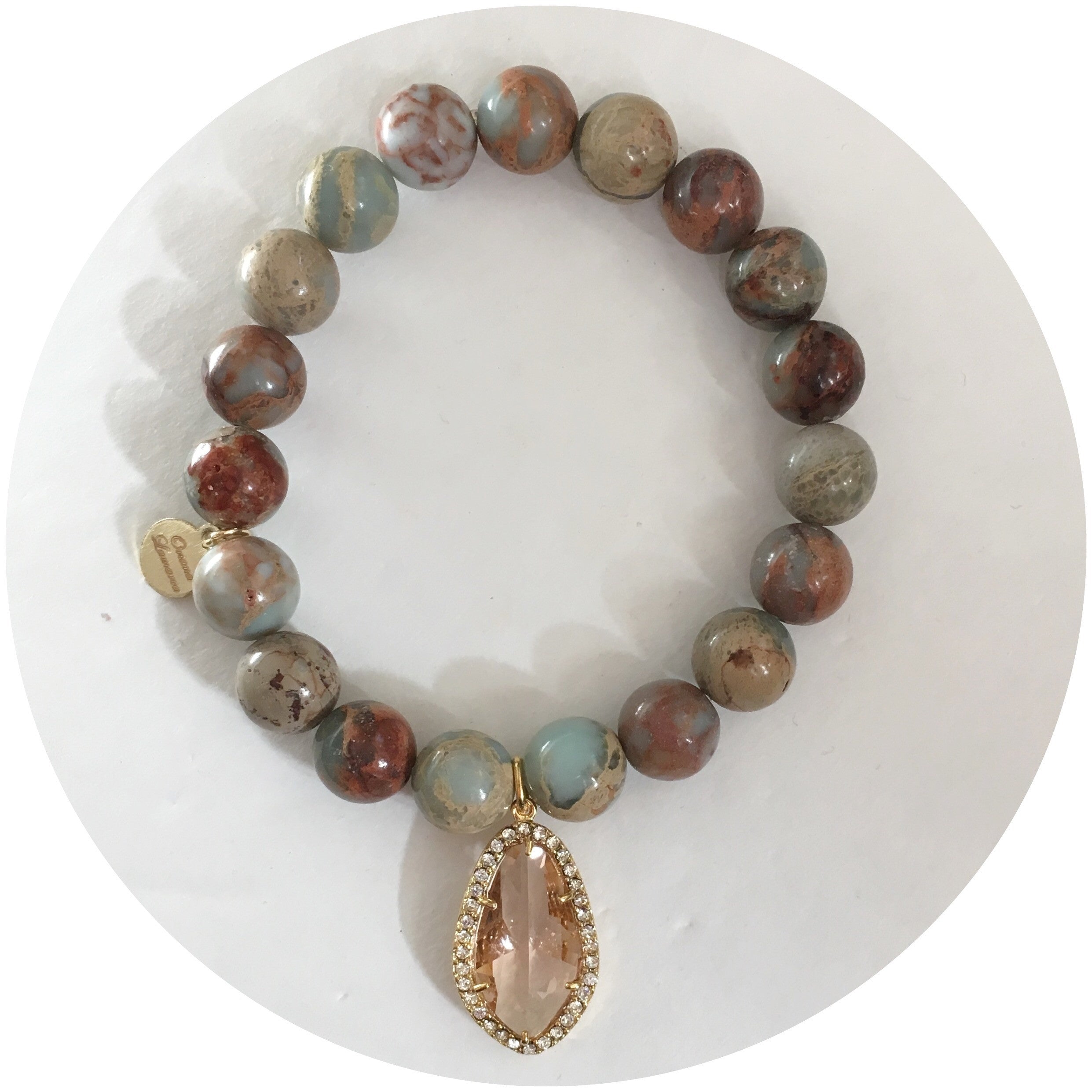 Sandy Jasper with Pavé Peach Crystal Point Pendant - Oriana Lamarca LLC