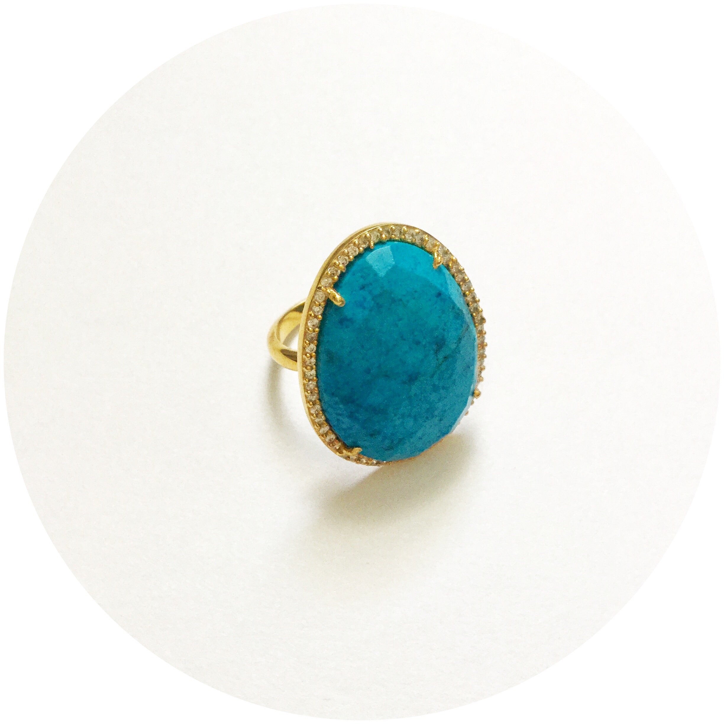 Pavè Turquoise Oval Ring - Oriana Lamarca LLC