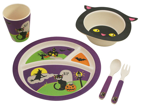 Bamboo Studio Kids Dinnerware Set, Halloween Pumpkin, 5 Piece