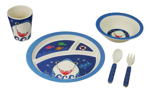 http://www.paperlesskitchen.com/products/bamboo-studio-kids-dinnerware-set-shark-5-piece