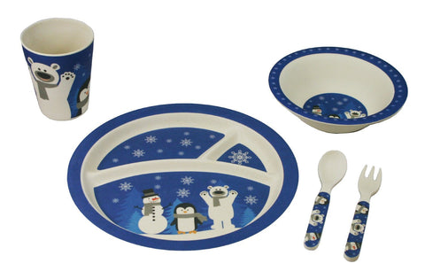 BAMBOO STUDIO KIDS DINNERWARE SET, SNOWMAN, 5 PIECE