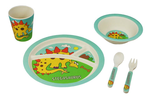 BAMBOO STUDIO KIDS DINNERWARE SET, STAGASAURUS, 5 PIECE