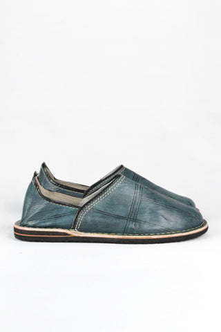 for Men's Moroccan slippers Blue slippers:  men large leather grey