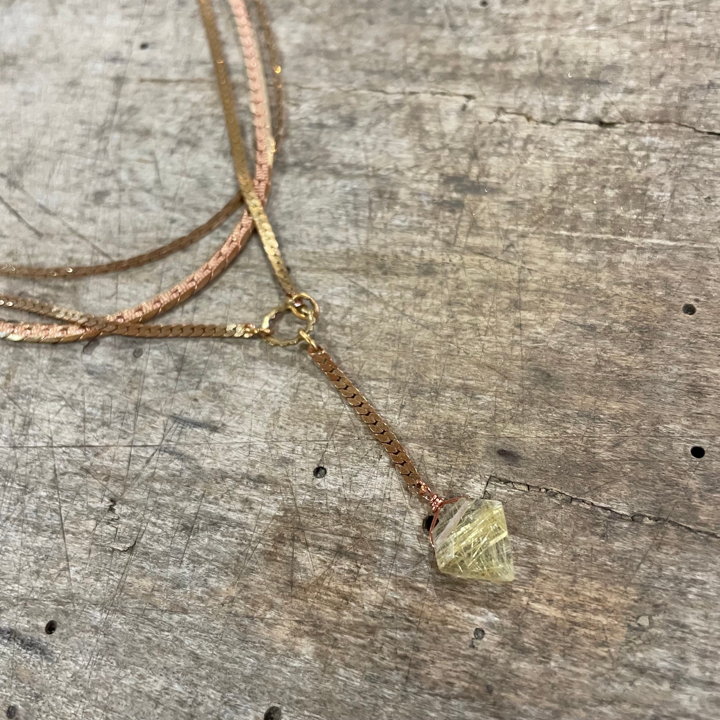 Hailey Gerrits // Palmer Necklace Gold Rutilated Quartz