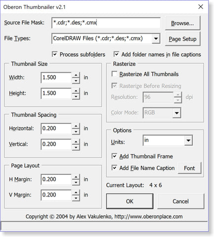 Oberon Thumbnailer 2.1 Dialog