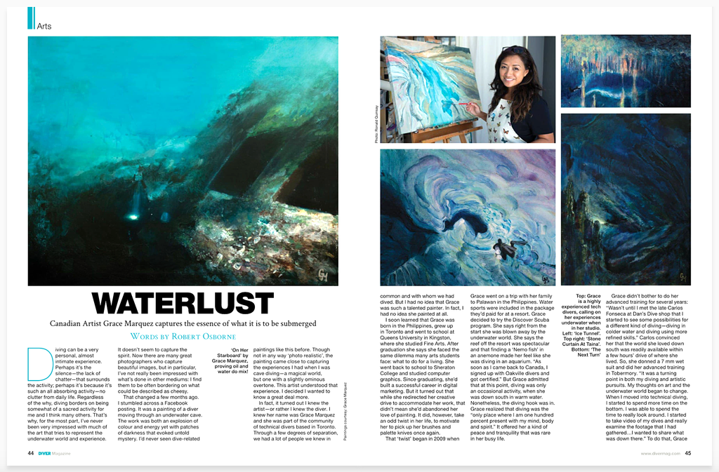 Artist Grace Marquez featured in Diver Magazine Spring 2020