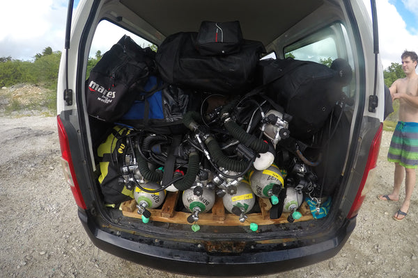 Loading the Buddy Dive van up for our dives in Bonaire.