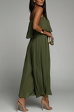 Alyssa Khaki Pleated Jumpsuit