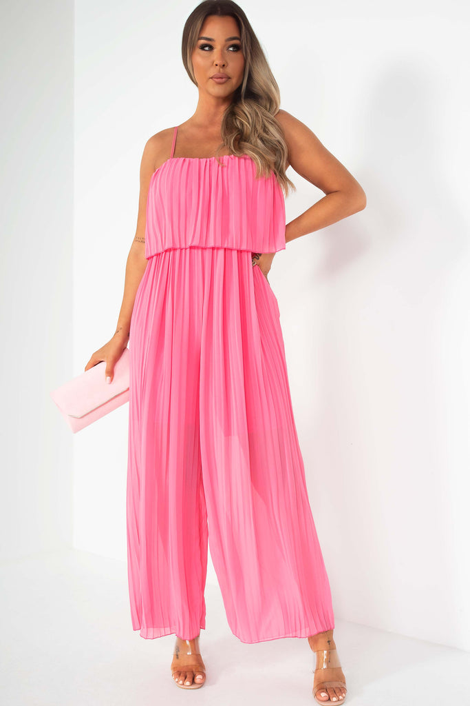 Alyssa Pink Pleated Jumpsuit