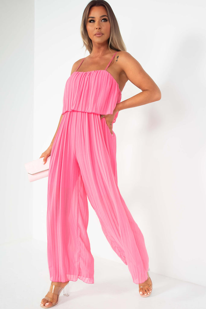 Alyssa Pink Pleated Jumpsuit