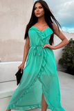 Ange Mint Chiffon Frill Detail Dress