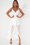 Ange White Chiffon Frill Detail Dress