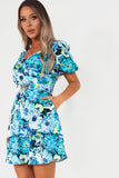 Girl In Mind Aubrey Blue Floral Dress