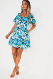 Girl In Mind Aubrey Blue Floral Dress