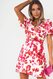 Girl In Mind Aubrey Red Floral Dress