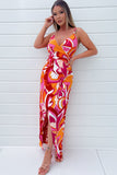 Girl In Mind Mia Pink and Orange Print Dress