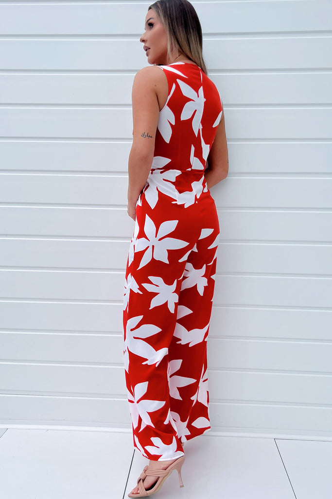 Girl In Mind Savannah Red Printed Jumpsuit