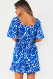 Harlem Blue Print Belted Dress