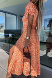 Idris Orange Floral Midi Dress