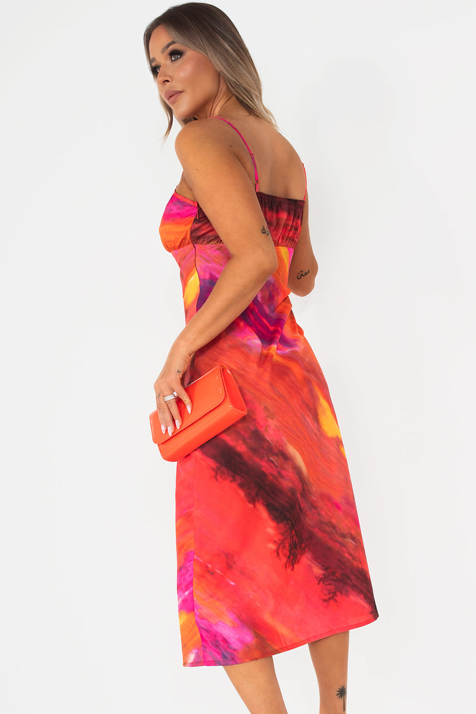 Irina Orange and Pink Tie Dye Dress