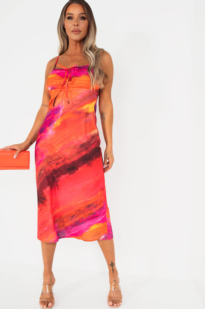 Irina Orange and Pink Tie Dye Dress