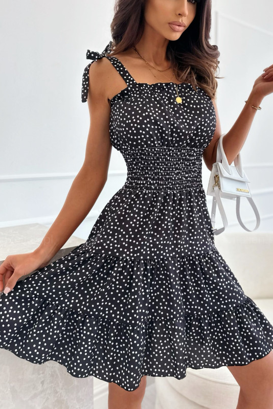 Kaira Monochrome Polka Dot Tiered Dress