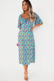 Kamari Blue Floral Midi Dress