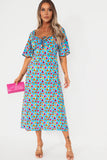 Kamari Blue Floral Midi Dress