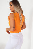 Narinder Orange Frill Sleeve Bodysuit