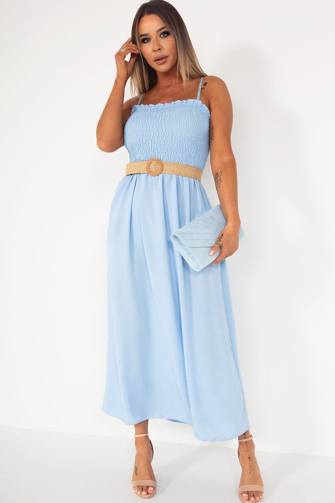 Nariyah Baby Blue Belted Dress