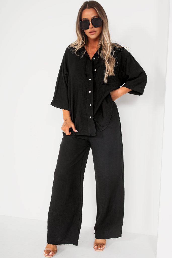 Niko Black Linen Trouser Co Ord