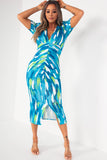 Odetta Blue Print Midi Dress