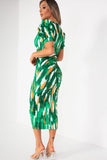 Odetta Green Print Midi Dress