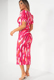 Odetta Pink Print Midi Dress