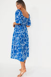 Ofelia Blue Print Puff Sleeve Dress