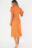 Orlaith Orange Floral Midi Dress