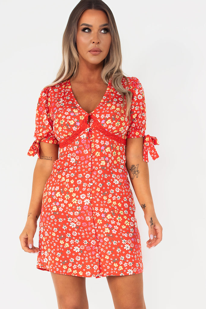 Peggy Red Floral Dress