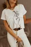 Sara White Printed T-Shirt