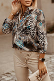 Oraine Brown and Teal Printed Shirt