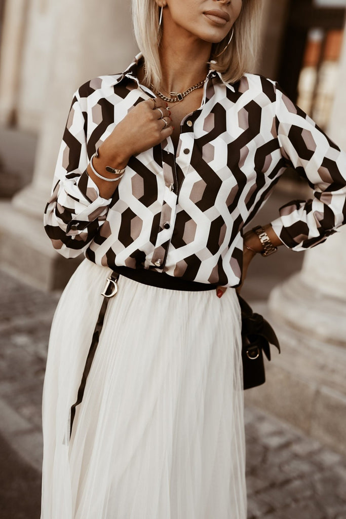 Hadley White & Brown Printed Shirt